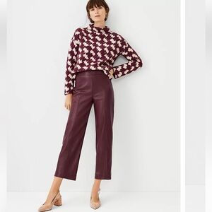 Ann Taylor Faux Leather Easy Straight Crop Pant.